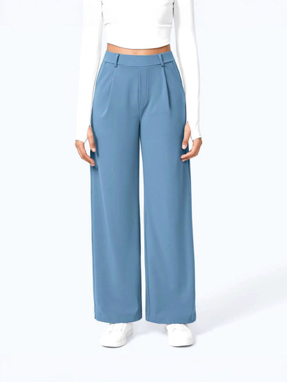 Sporty and casual straight-leg suit trousers