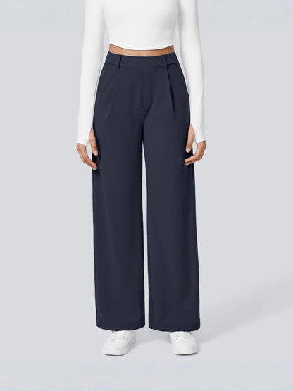 Sporty and casual straight-leg suit trousers
