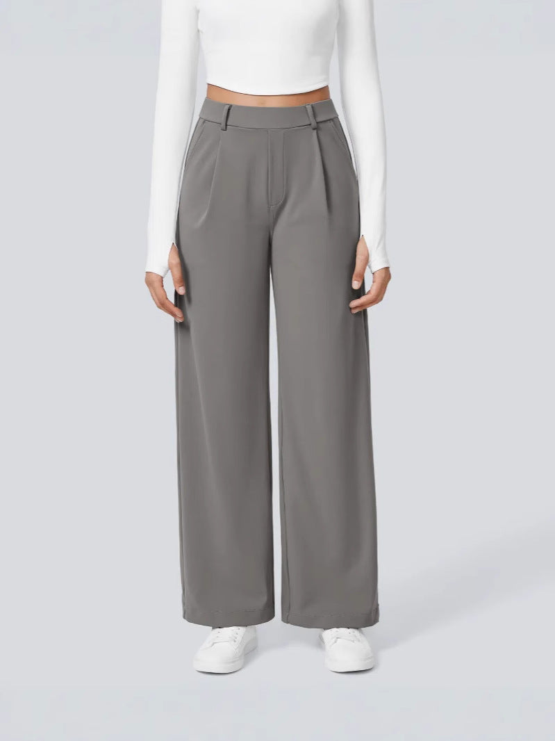 Sporty and casual straight-leg suit trousers