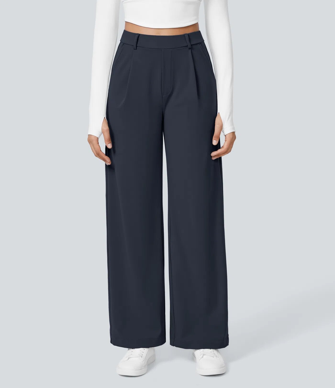 Sporty and casual straight-leg suit trousers